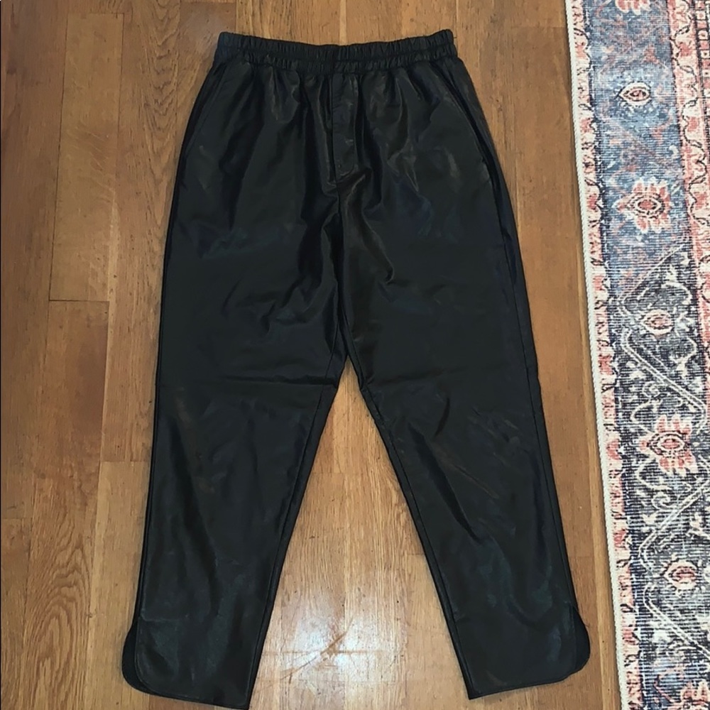 Leather pants with elastic waist